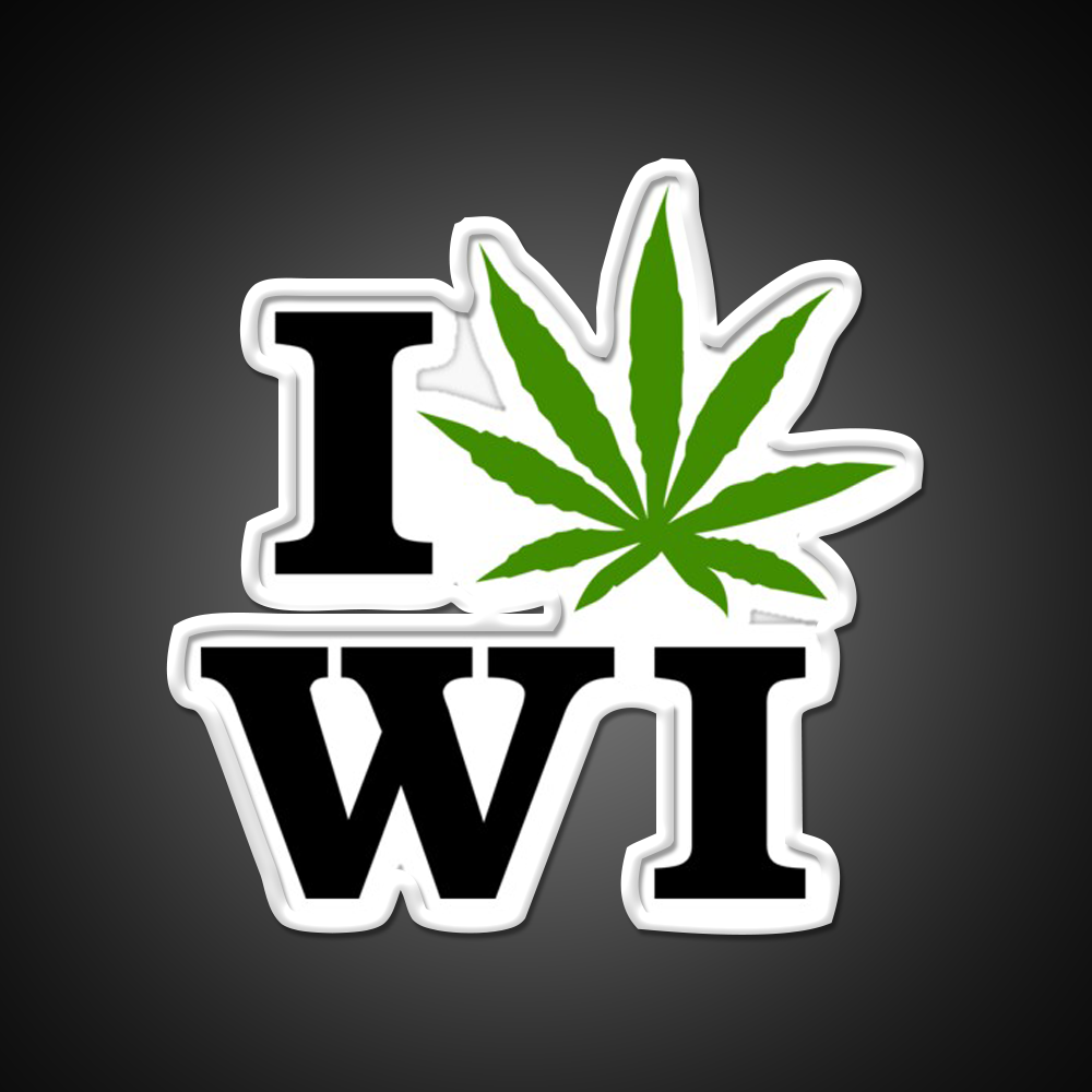 I Love Wisconsin Weed Hemp Inspired Green Leaf Led Neon Sign Rgb Color - LED neon sign view 11