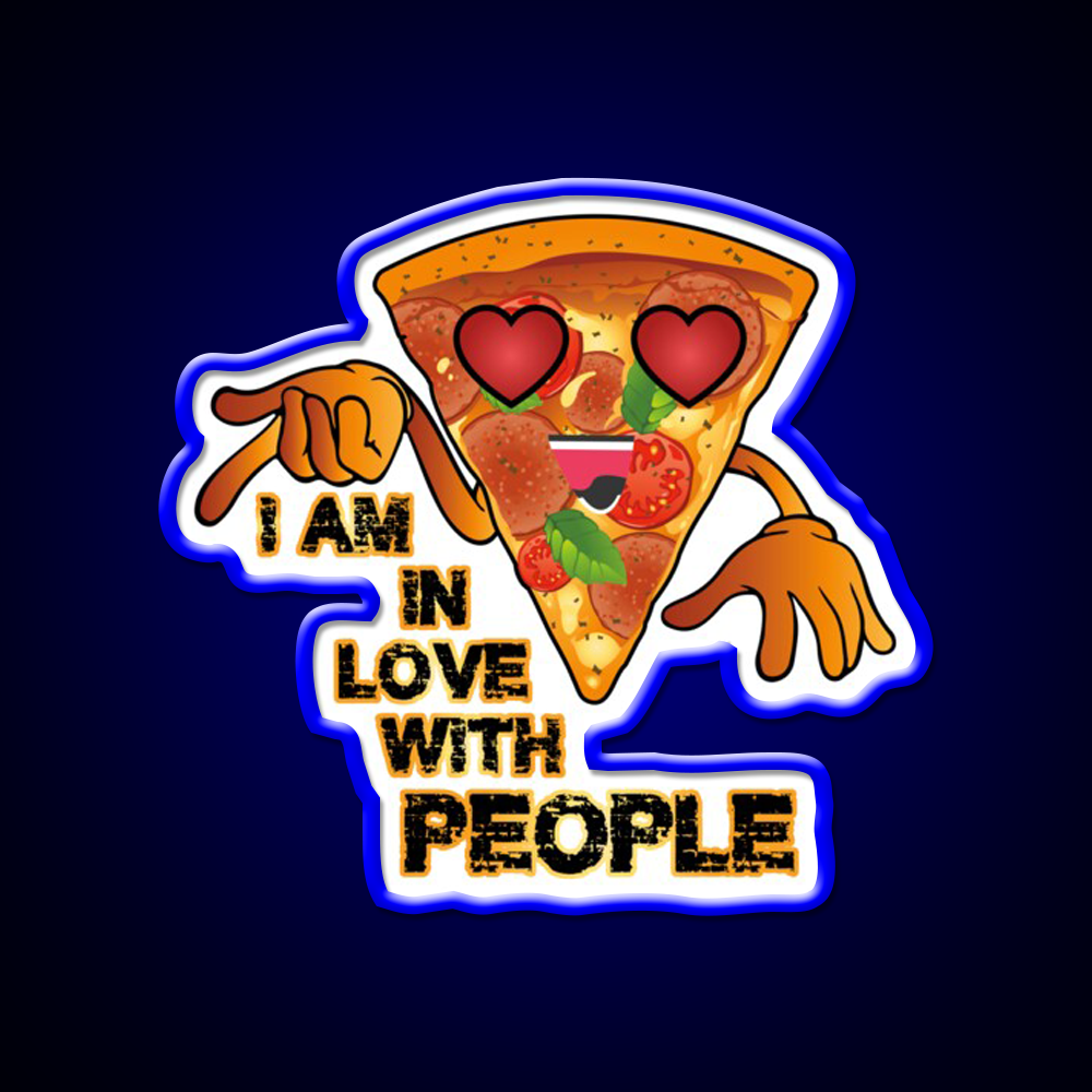 I Love With People Pizza Fast Food Led Neon Sign For Burger Place Rgb Color