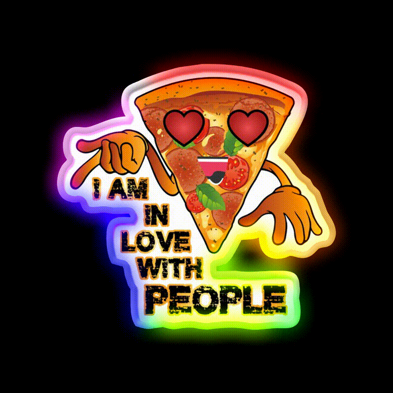 I Love With People Pizza Fast Food Led Neon Sign For Burger Place Rgb Color