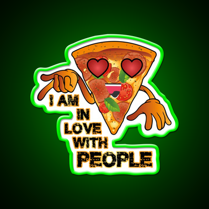 I Love With People Pizza Fast Food Led Neon Sign For Burger Place Rgb Color