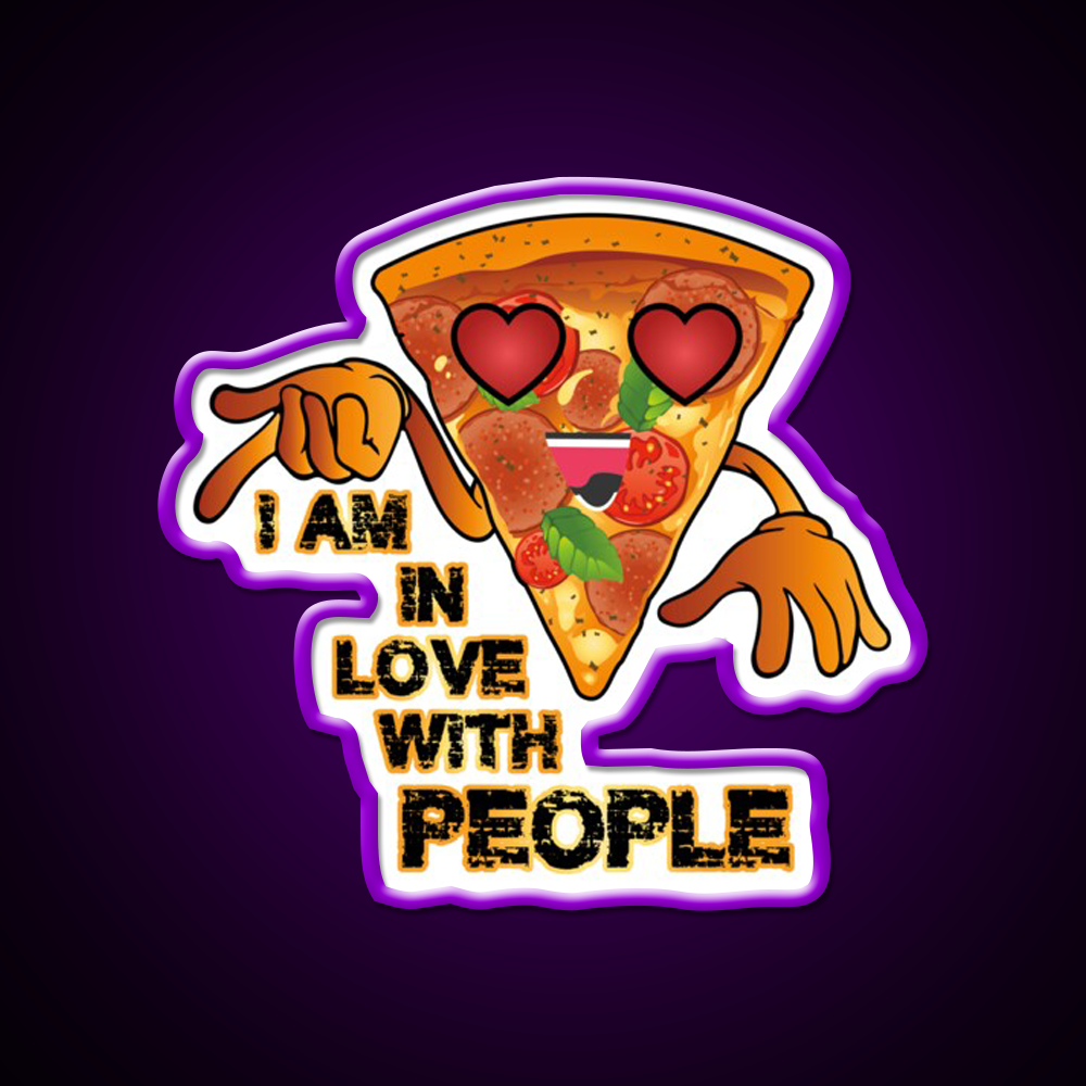 I Love With People Pizza Fast Food Led Neon Sign For Burger Place Rgb Color