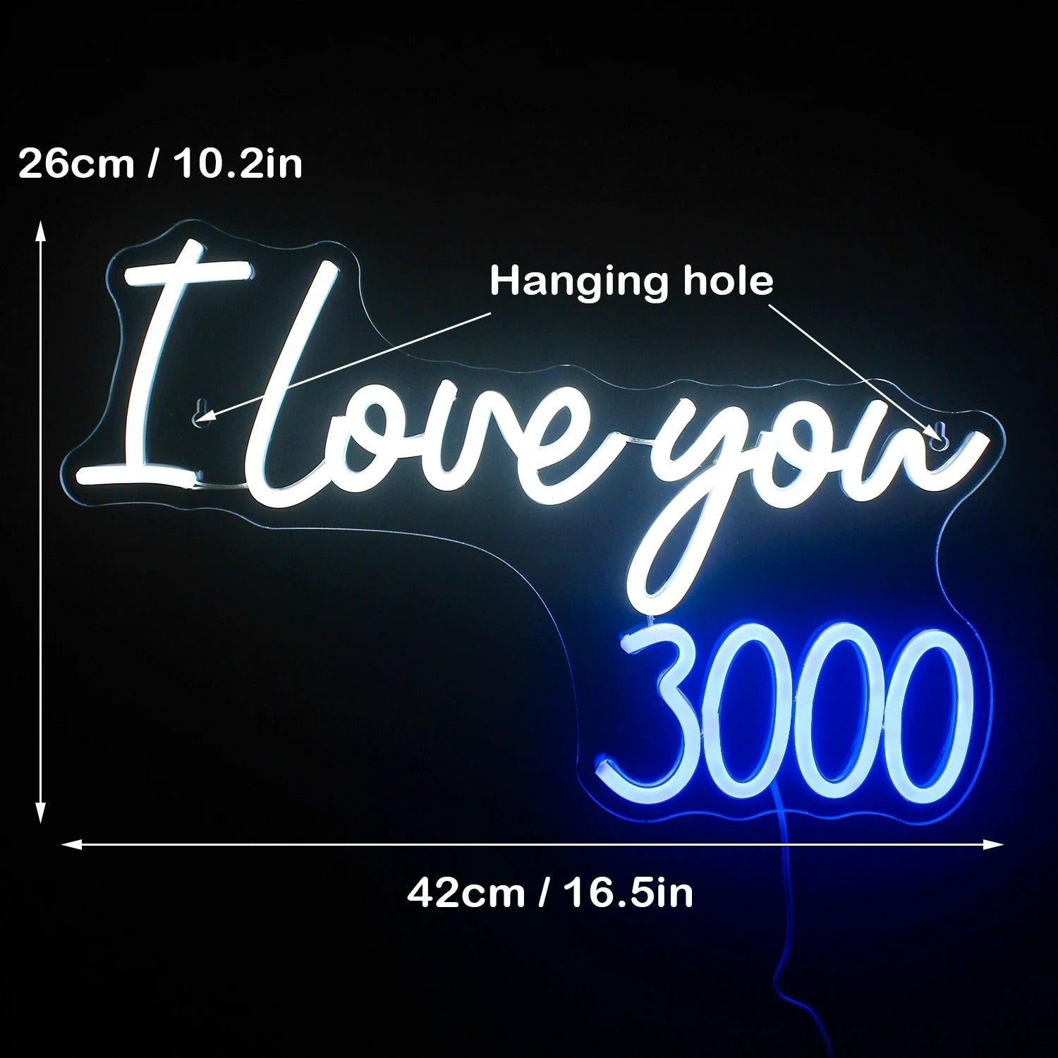 I Love You 3000 White Blue Led Neon Sign For Romantic Room Decor - Shineneon