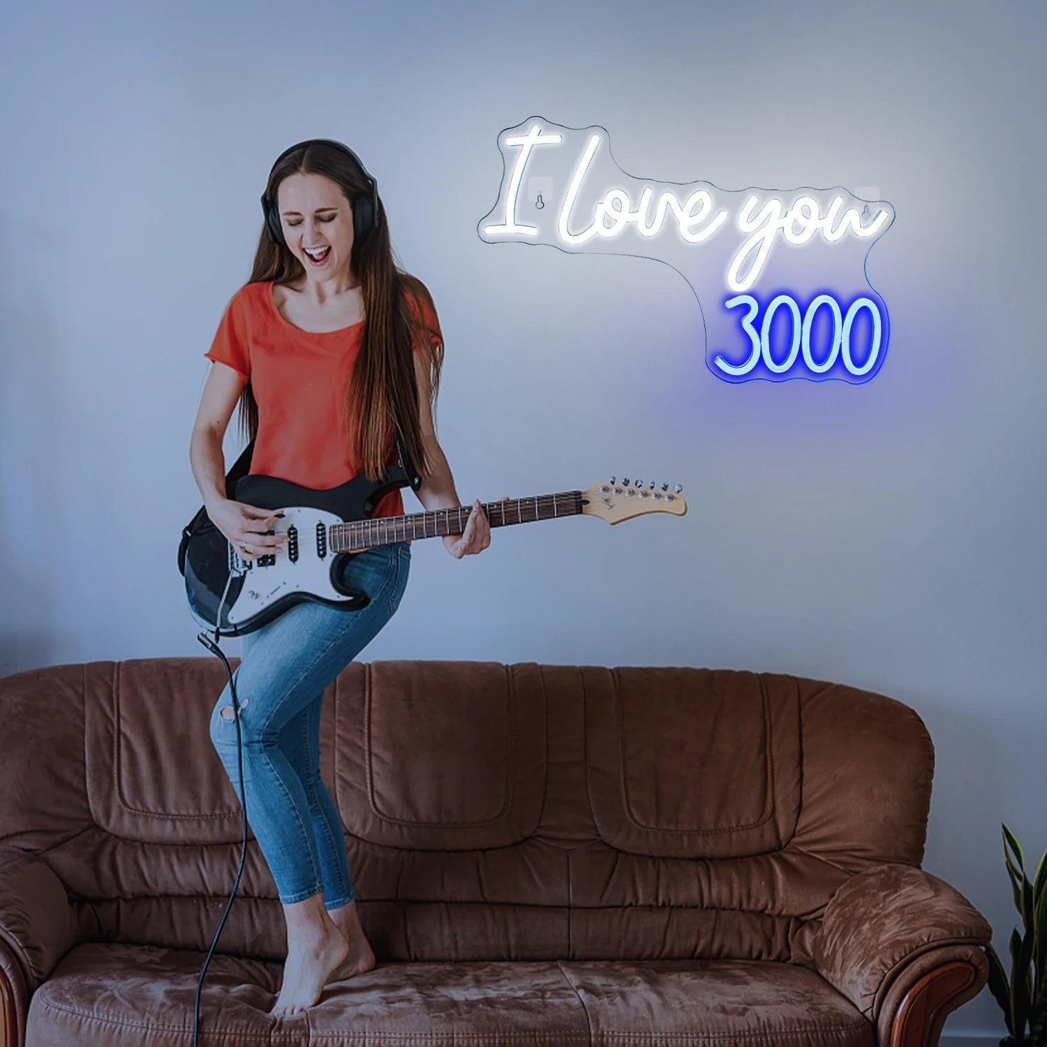 I Love You 3000 White Blue Led Neon Sign For Romantic Room Decor | Shineneon