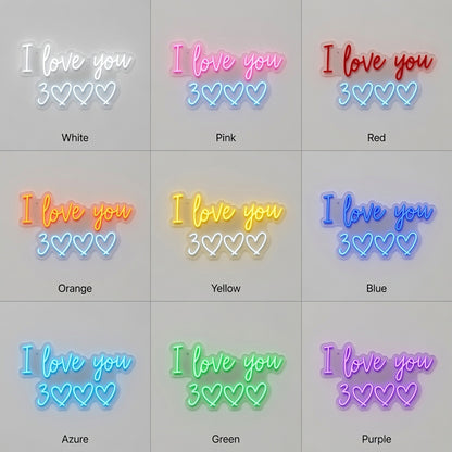 I Love You LED Neon Sign Wall Neon Sign - 05 Color Grid