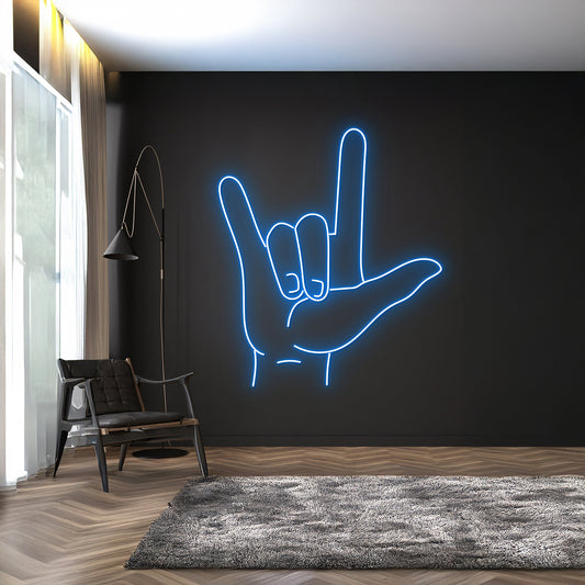 I Love You Sign Language Neon Sign Wall Art