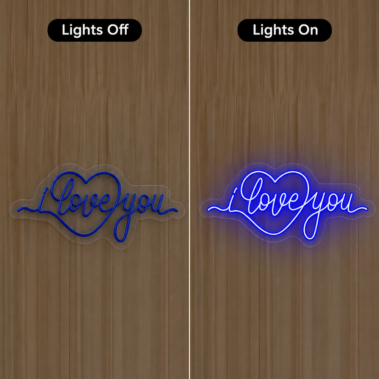 I Love You Wall Decor LED Neon Sign - 06 Day Night Comparison