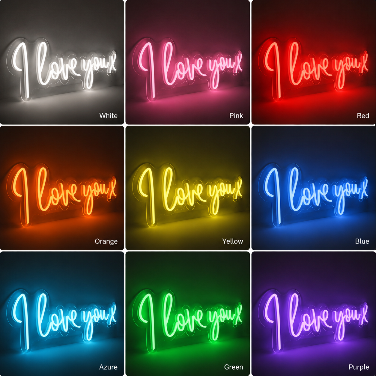 I Love You X LED Neon Sign - 05 Color Grid