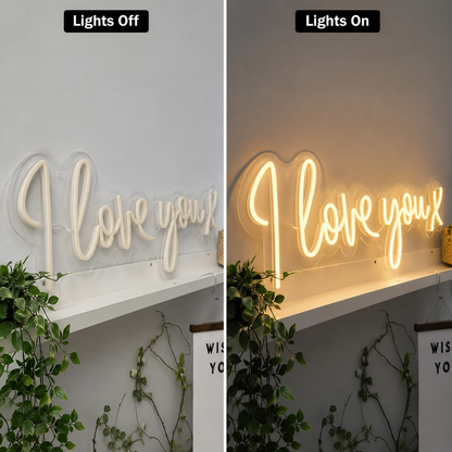 I Love You X LED Neon Sign - 06 Day Night Comparison