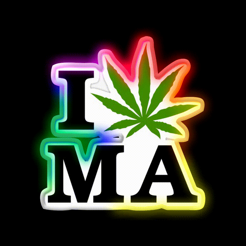 I Massachusetts Hemp Inspired Green Leaf Led Neon Sign Rgb Color - LED neon sign close-up detail