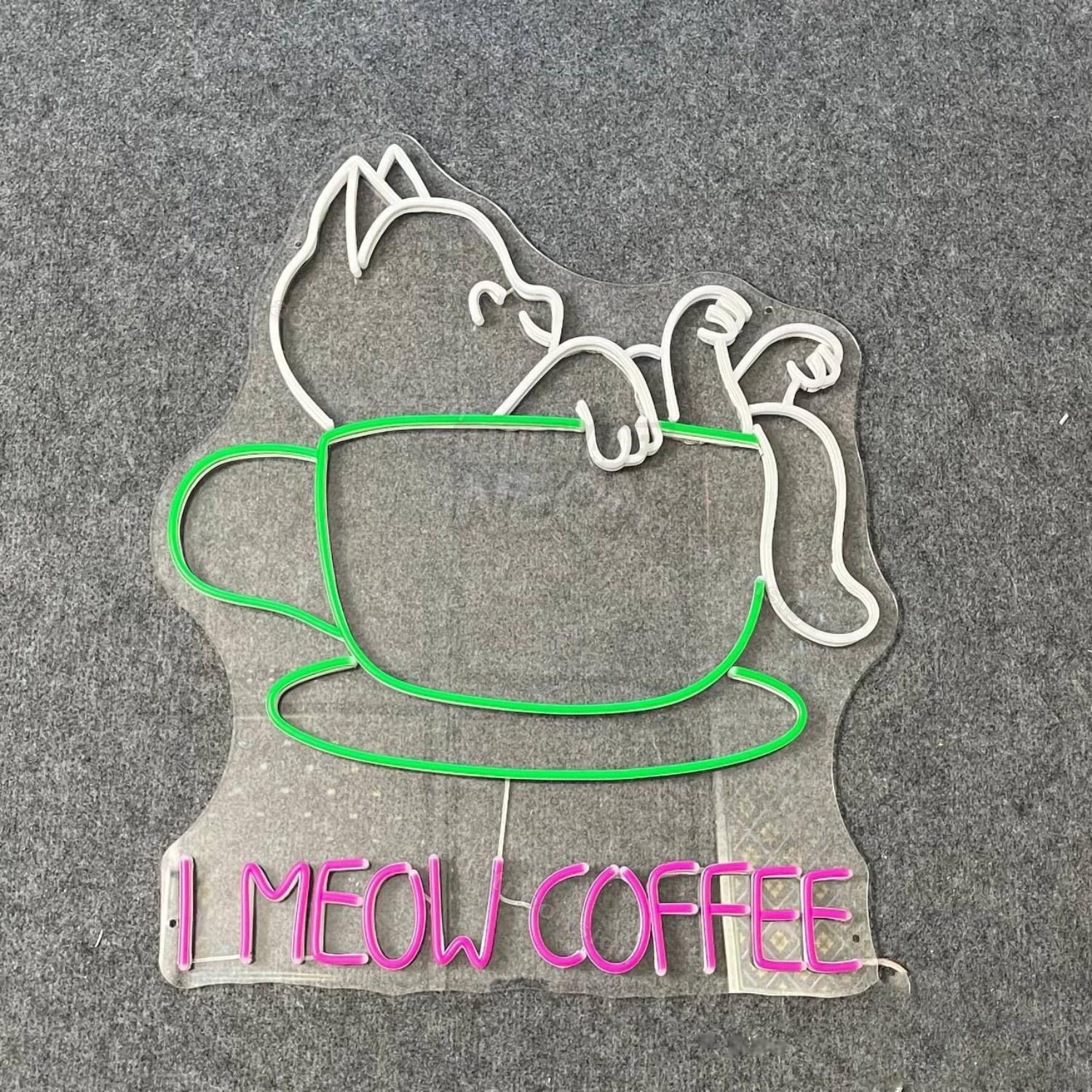 I Meow Coffee Led Neon Sign Cute Cat Coffee Led Decor | Shineneon