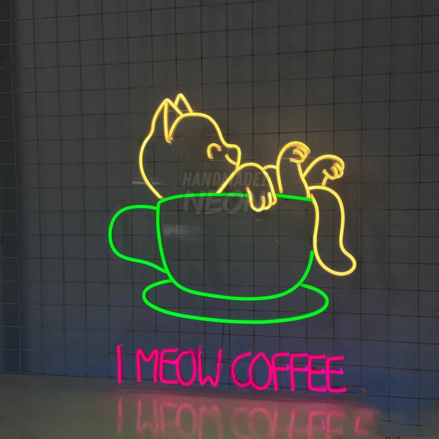 I Meow Coffee Led Neon Sign Cute Cat Coffee Led Decor | Shineneon