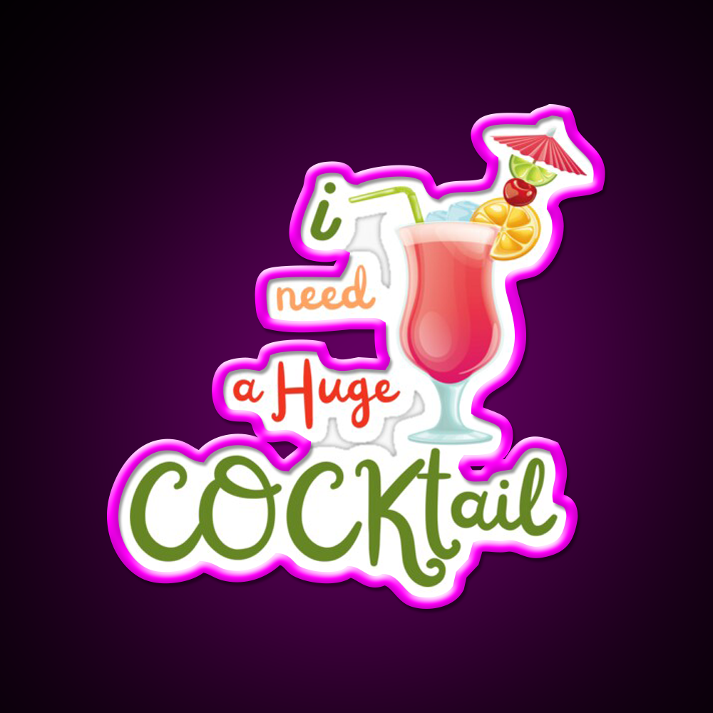 I Need A Huge Cocktail Bar Decor Led Neon Sign Rgb Color - Neon sign mounted on wall in room