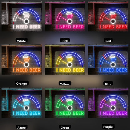 I Need Beer LED Neon Sign - 05 Color Grid