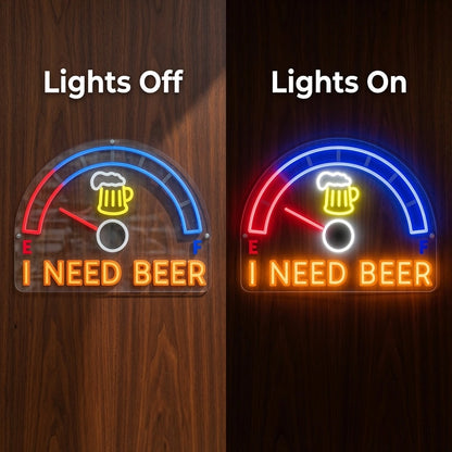 I Need Beer LED Neon Sign Home Wall Art - 06 Day Night Comparison