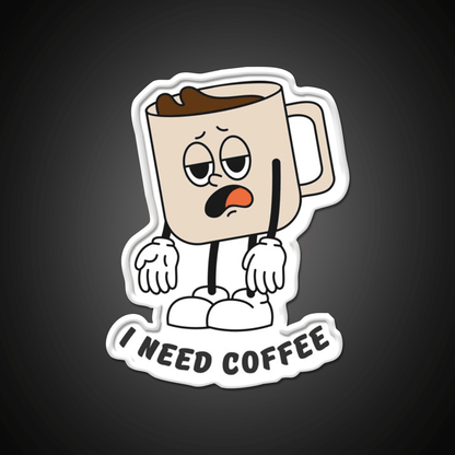I Need Coffee Tired Mug Caffeine Cafe Led Neon Sign Espresso Bar Art Rgb Color - Shineneon
