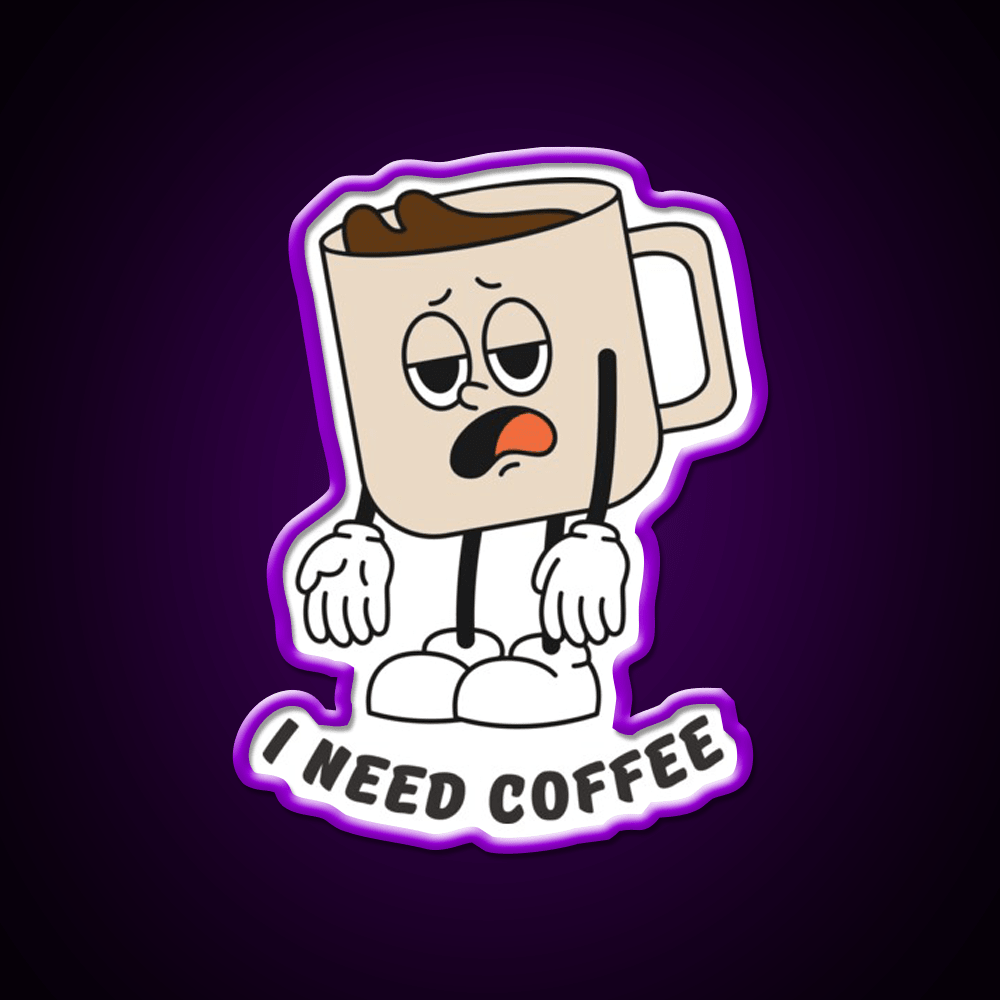 I Need Coffee Tired Mug Caffeine Cafe Led Neon Sign Espresso Bar Art Rgb Color - Shineneon