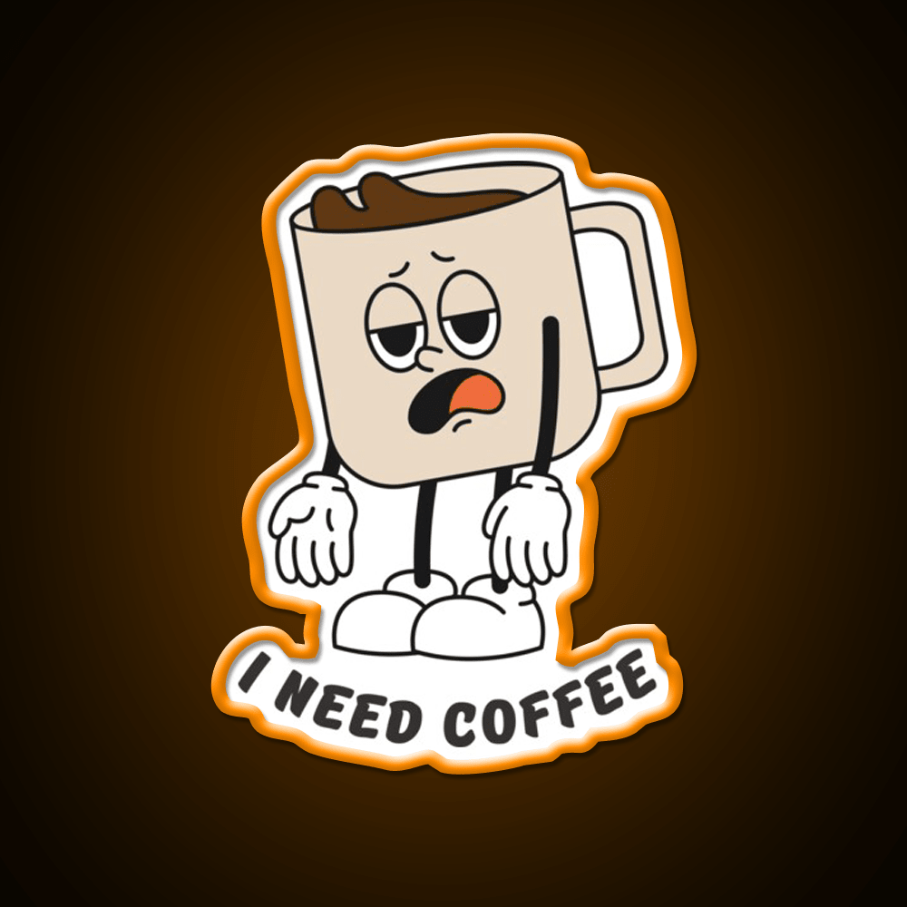 I Need Coffee Tired Mug Caffeine Cafe Led Neon Sign Espresso Bar Art Rgb Color - Shineneon