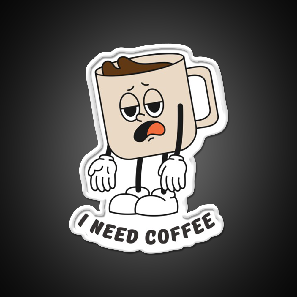 I Need Coffee Tired Mug Caffeine Cafe Led Neon Sign Espresso Bar Art Rgb Color