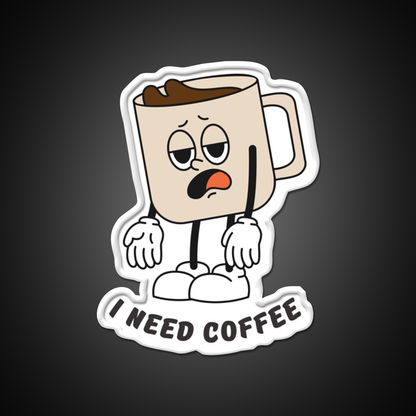 I Need Coffee Tired Mug Caffeine Cafe Led Neon Sign Espresso Bar Art Rgb Color