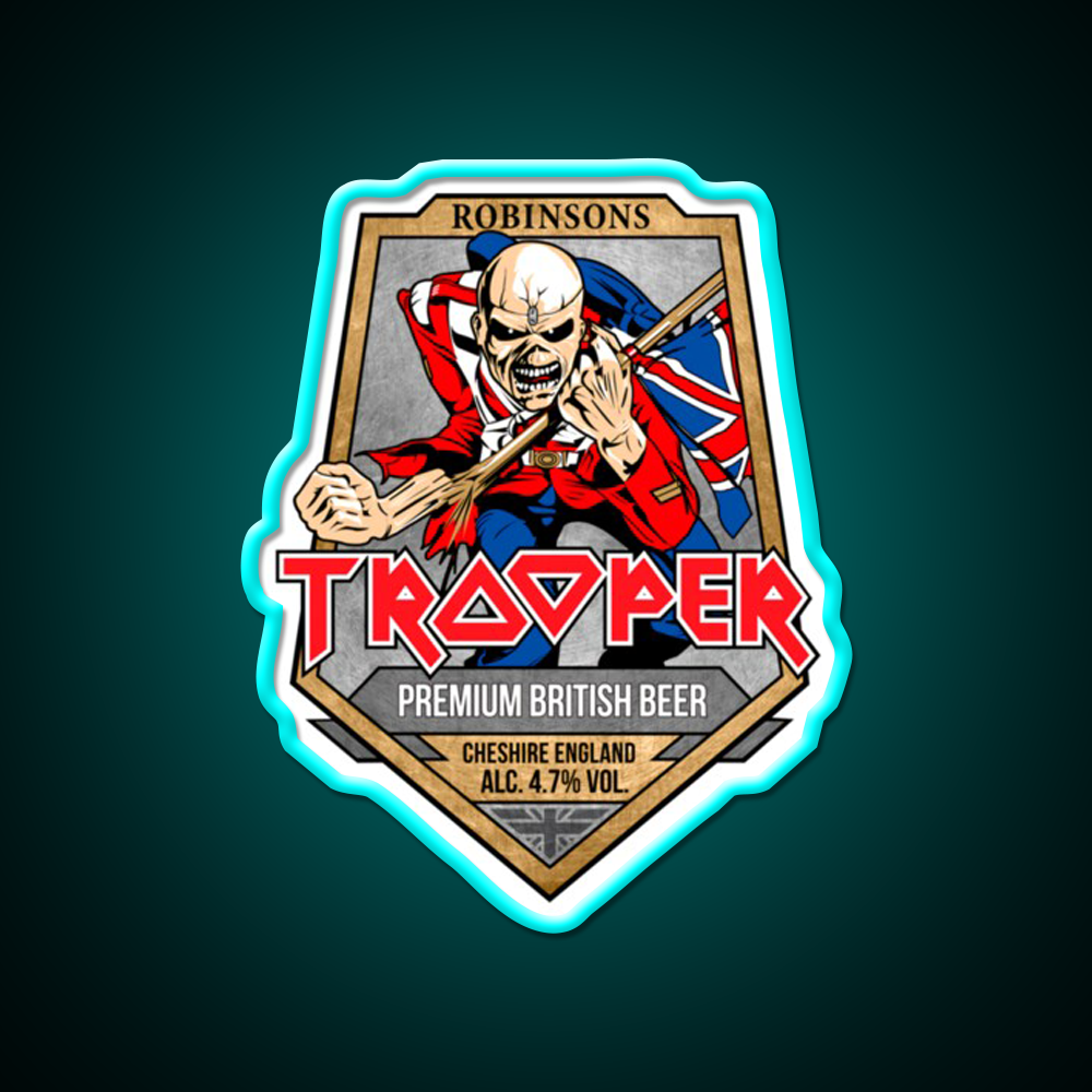 I R O N M A I D E N Trooper Beer Triblend Beer Bar Decor Led Neon Sign Rgb Color - Size and dimension reference