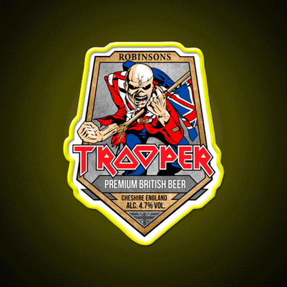 I R O N M A I D E N Trooper Beer Triblend Beer Bar Decor Led Neon Sign Rgb Color - Custom LED neon sign front view