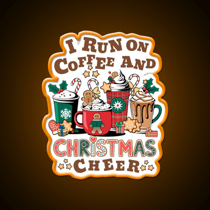 I Run On Coffee And Christmas Cheer Cafe Led Neon Sign Espresso Bar Art Rgb Color - Shineneon