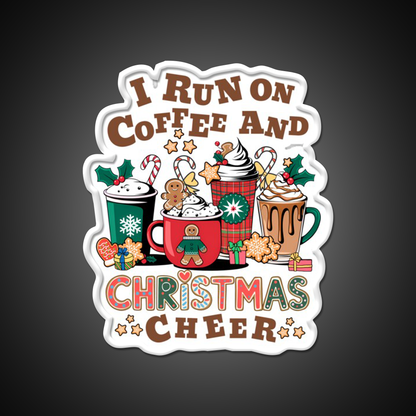 I Run On Coffee And Christmas Cheer Cafe Led Neon Sign Espresso Bar Art Rgb Color