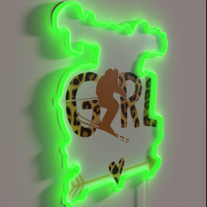 I Ski Like A Girl Try To Keep Up Skier Funny Gift Rgb Led Neon Sign - Shineneon