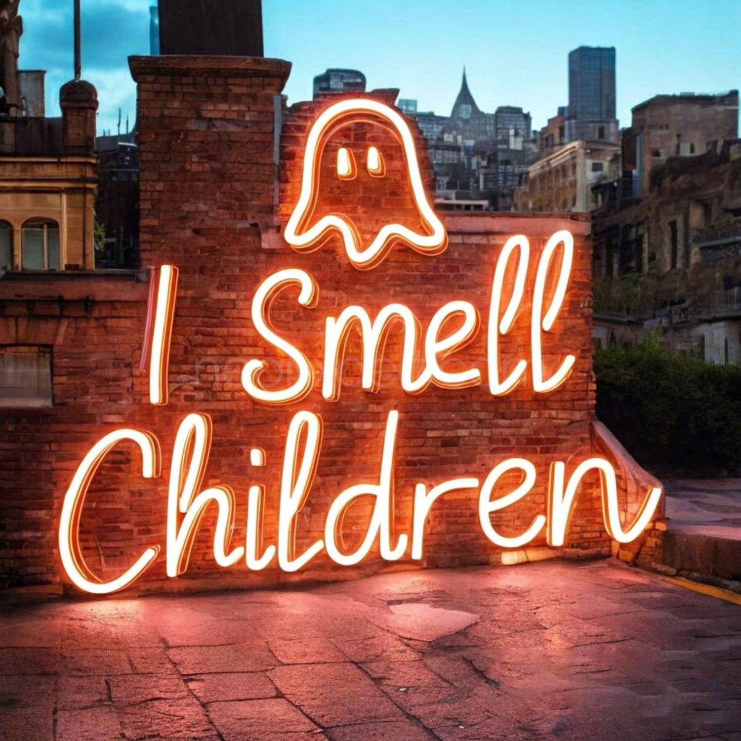 I Smell Children Orange-Red Ghost Led Neon Sign For Halloween Party Decor | Shineneon