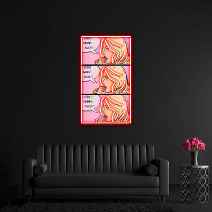I Spent How Much Comic Pop Art Print Artwork Led Custom Signs - Shineneon
