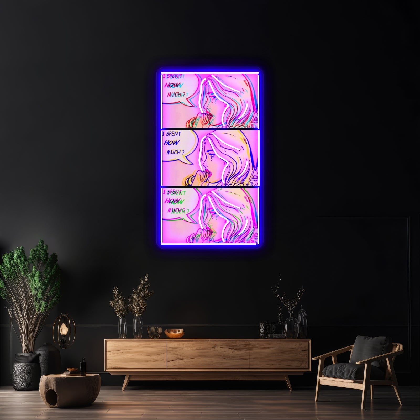 I Spent How Much Comic Pop Art Print Artwork Led Custom Signs - Shineneon