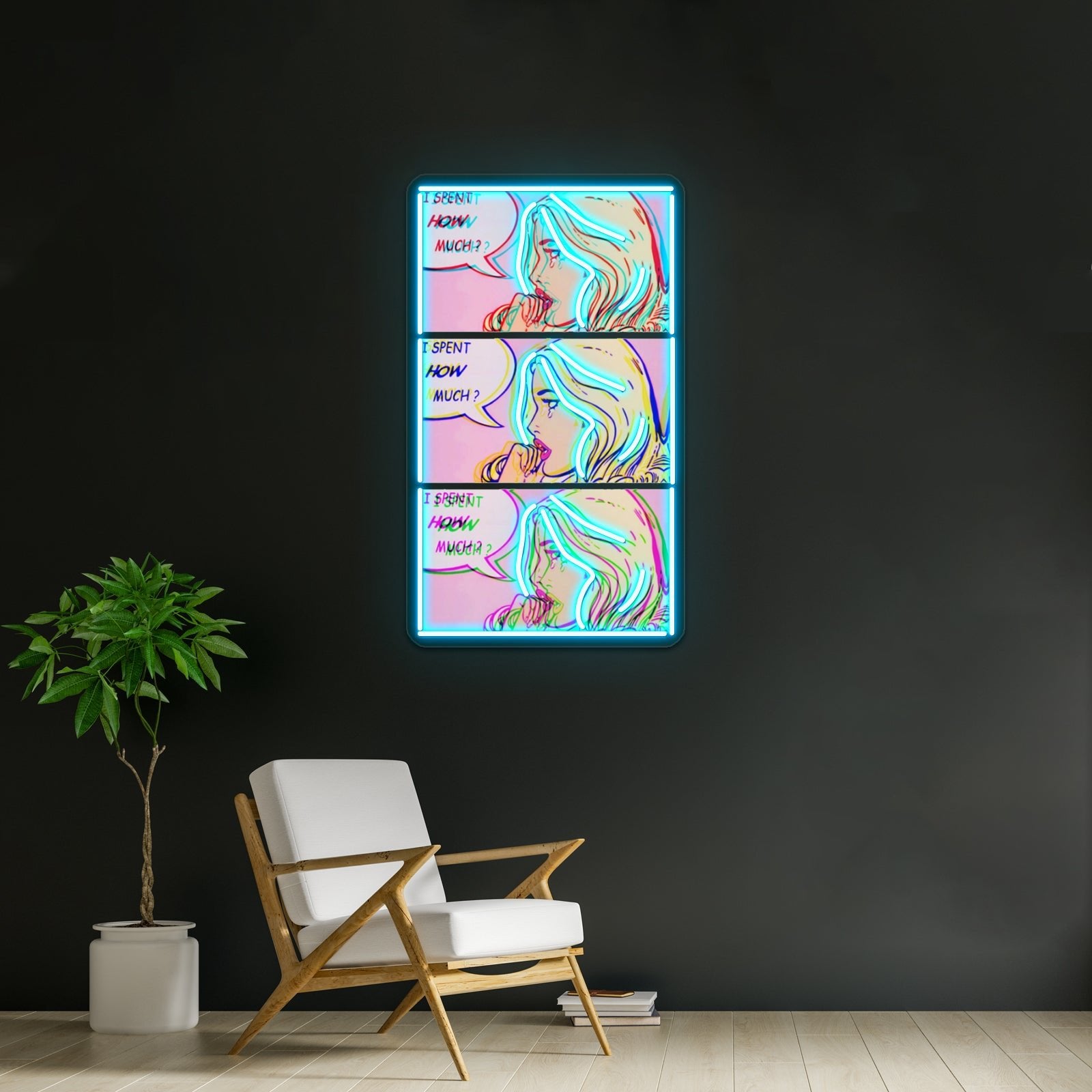 I Spent How Much Comic Pop Art Print Artwork Led Custom Signs - Shineneon