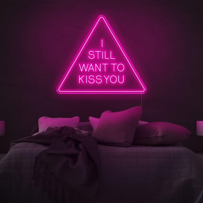 I Still Want To Kiss You Blue Triangle Led Neon Sign For Bedroom Wall Art | Shineneon