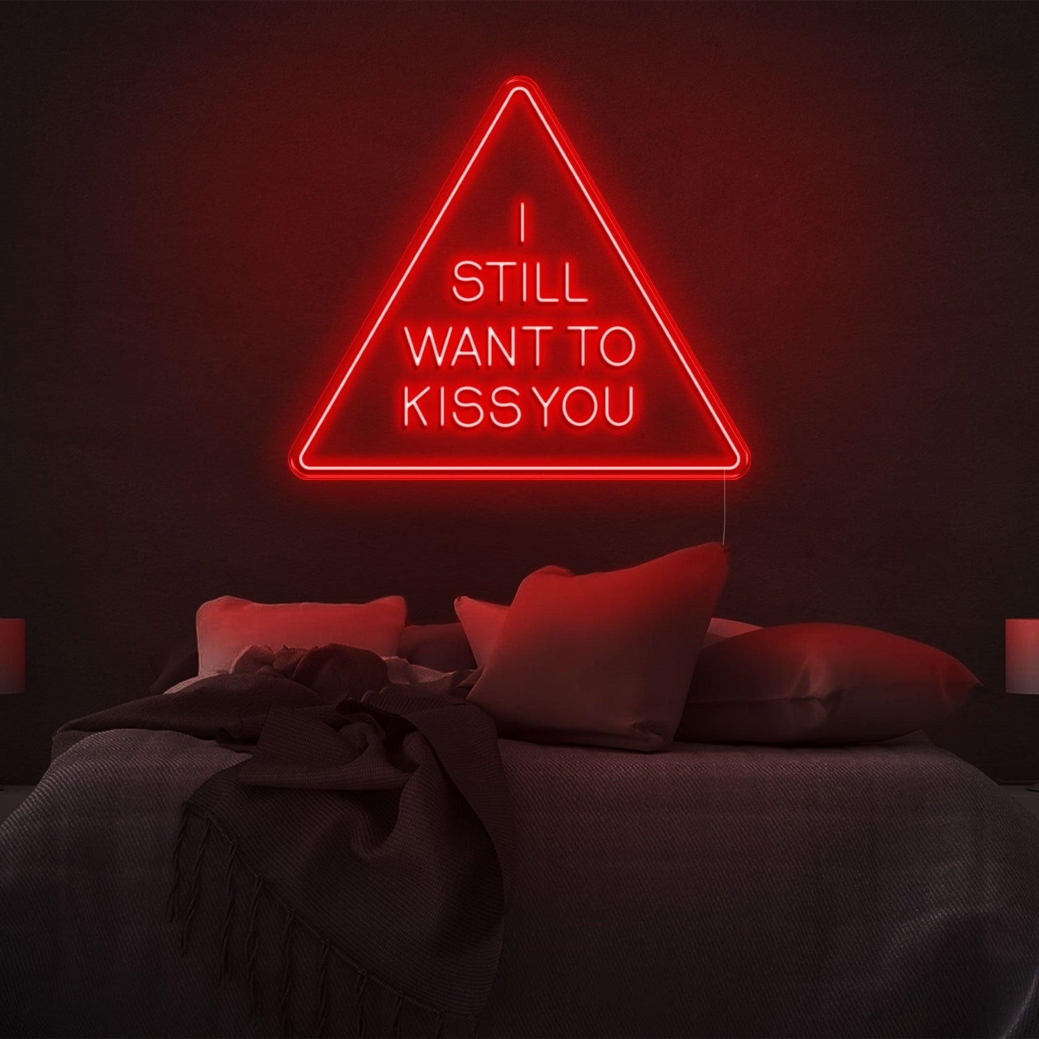 I Still Want To Kiss You Blue Triangle Led Neon Sign For Bedroom Wall Art | Shineneon