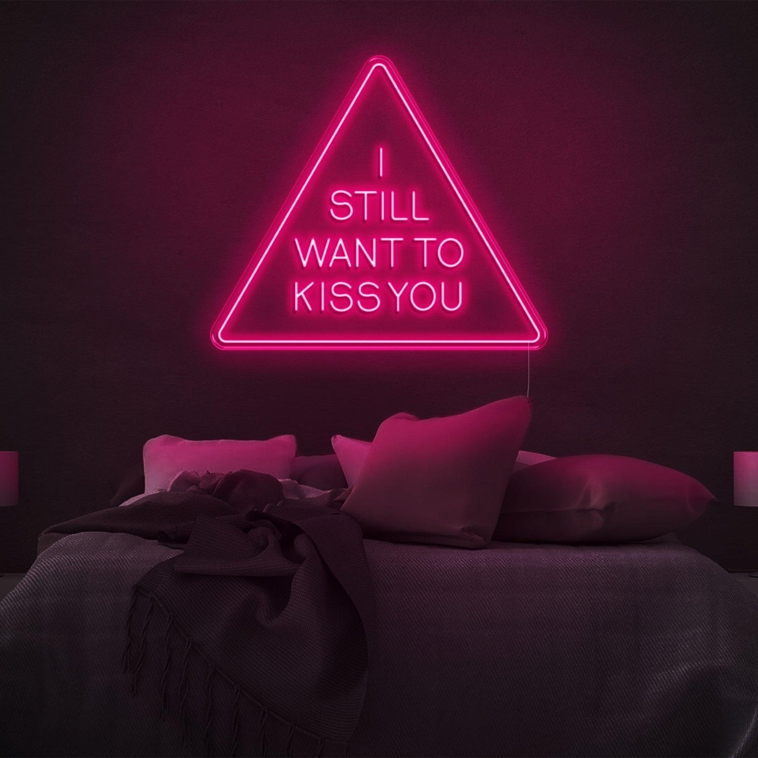 I Still Want To Kiss You Blue Triangle Led Neon Sign For Bedroom Wall Art | Shineneon
