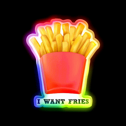 I Want Fries Fast Food Led Neon Sign For Burger Place Rgb Color - LED neon sign close-up detail