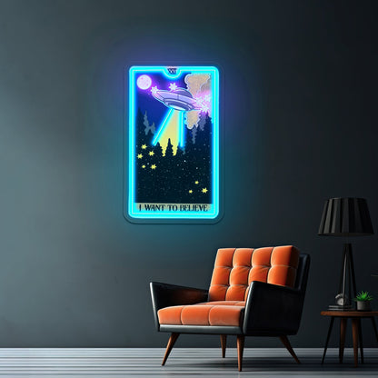 I Want To Believe Ufo Tarot Card Artwork Wedding Signs - Shineneon