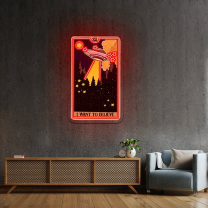 I Want To Believe Ufo Tarot Card Artwork Wedding Signs - Shineneon