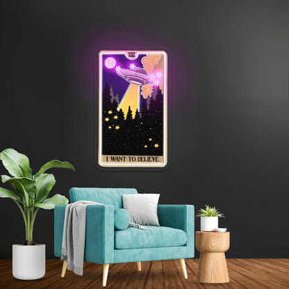 I Want To Believe Ufo Tarot Card Artwork Wedding Signs - Shineneon
