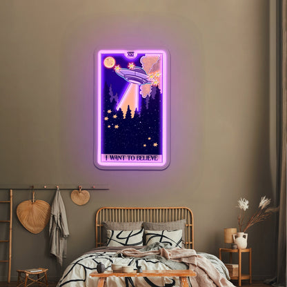 I Want To Believe Ufo Tarot Card Artwork Wedding Signs - Shineneon