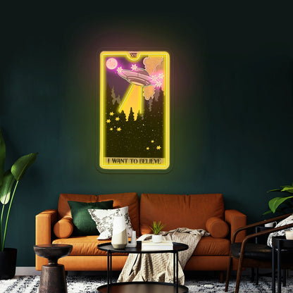 I Want To Believe Ufo Tarot Card Artwork Wedding Signs - Shineneon