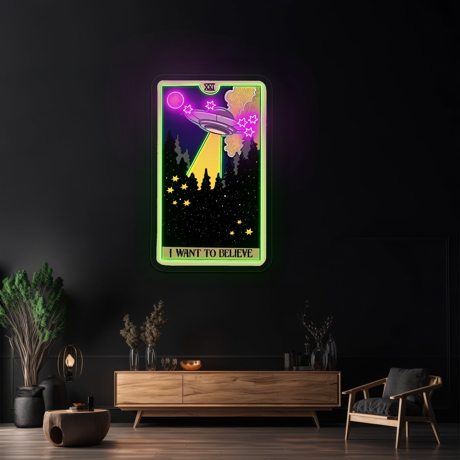 I Want To Believe Ufo Tarot Card Artwork Wedding Signs - Shineneon