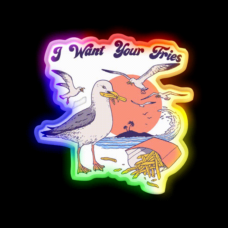 I Want Your Fries Snack Food Led Neon Sign Rgb Color - LED neon sign close-up detail