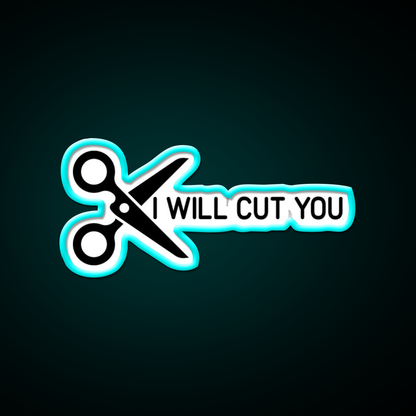 I Will Cut You Barber Shop Haircut Led Neon Sign - Size and dimension reference