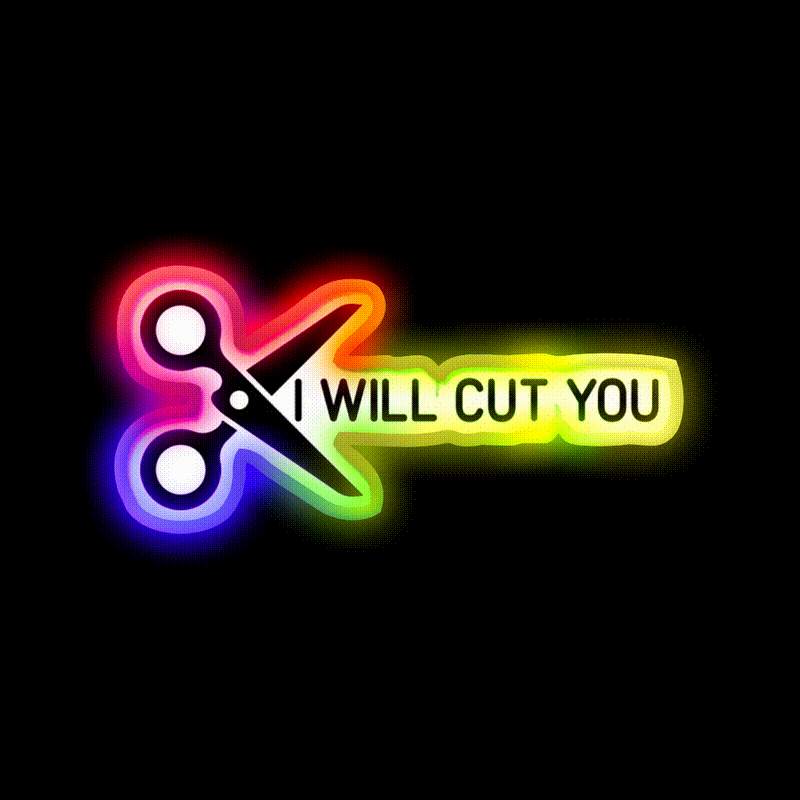 I Will Cut You Barber Shop Haircut Led Neon Sign - LED neon sign close-up detail
