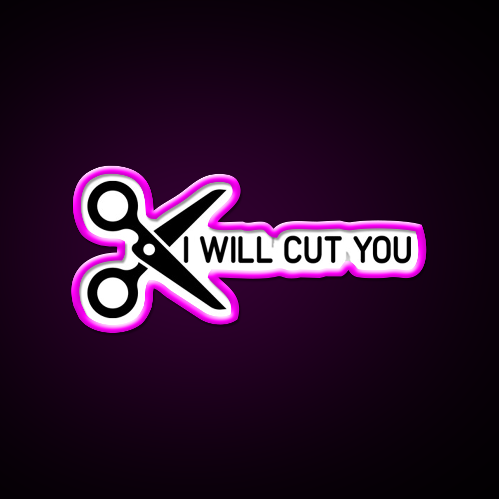 I Will Cut You Barber Shop Haircut Led Neon Sign - Neon sign mounted on wall in room