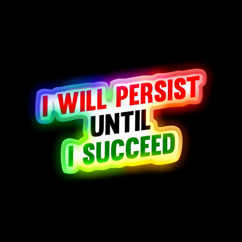 I Will Persist Until I Succeed Gym Fitness Led Neon Sign Rgb Color - LED neon sign close-up detail
