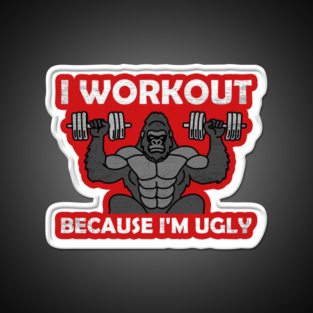 I Workout Because Im Ugly Gym Fitness Led Neon Sign Rgb Color - LED neon sign view 11
