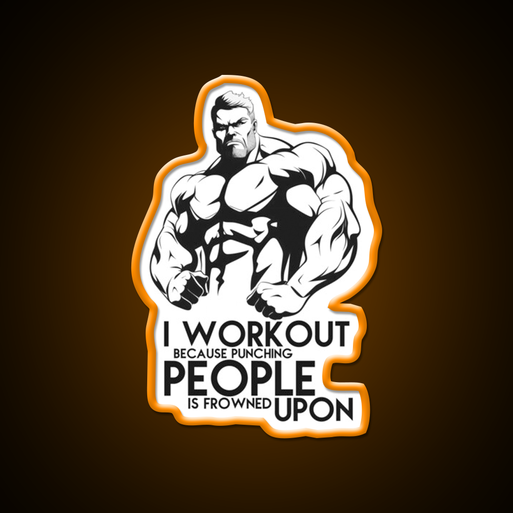 I Workout Because Punching People Is Frowned Upon Gym Fitness Led Neon Sign Rgb Color - LED neon sign view 6