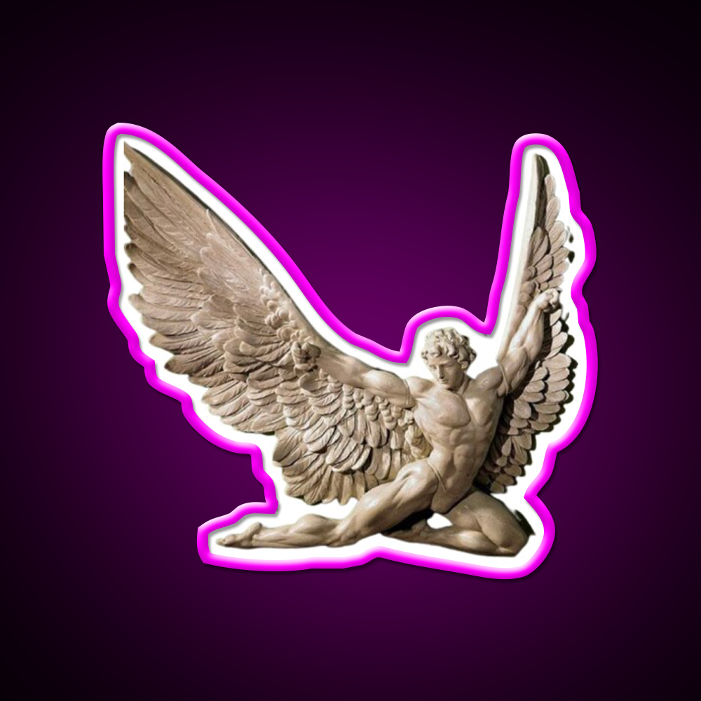 Icarus Pose Gym Fitness Led Neon Sign Rgb Color - Neon sign mounted on wall in room
